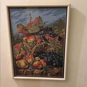 Fruit Basket Needle Point Wall Art in Frame